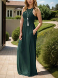 Pocketed Round Neck Sleeveless Dress - Trendsi - Flyclothing LLC