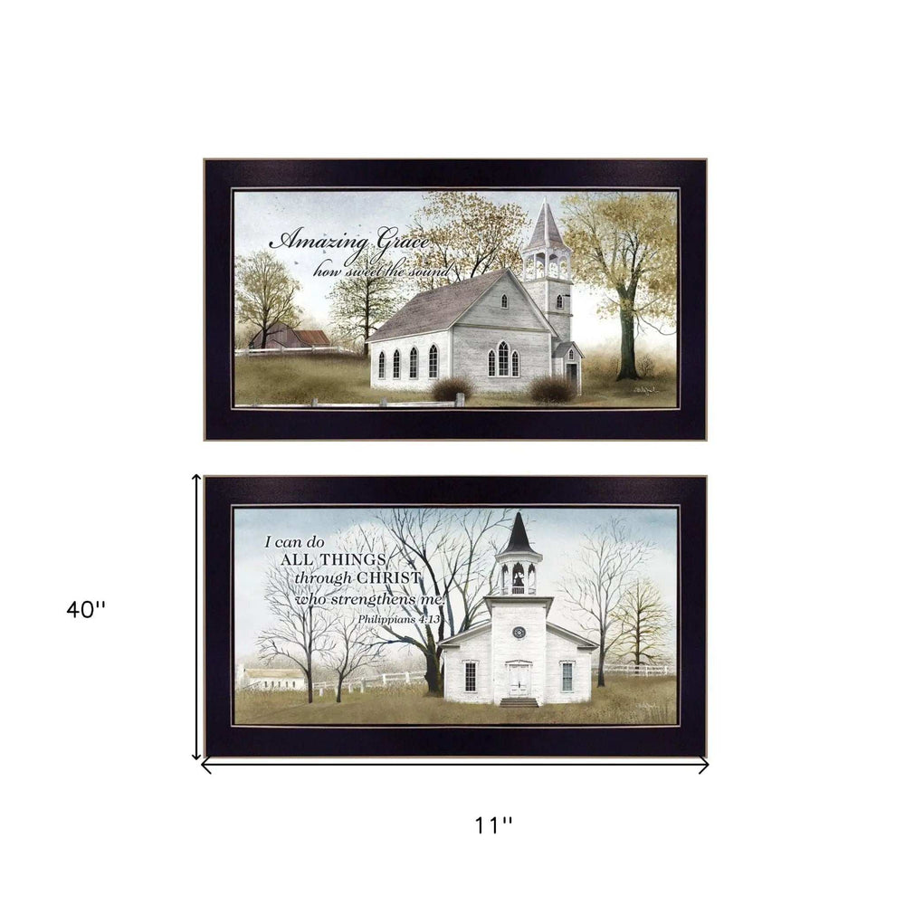 Set Of Two Amazing Grace 1 Black Framed Print Wall Art - Homeroots - Flyclothing LLC