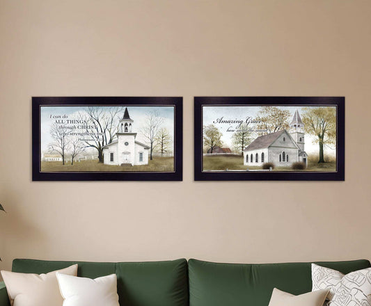 Set Of Two Amazing Grace 1 Black Framed Print Wall Art - Homeroots - Flyclothing LLC