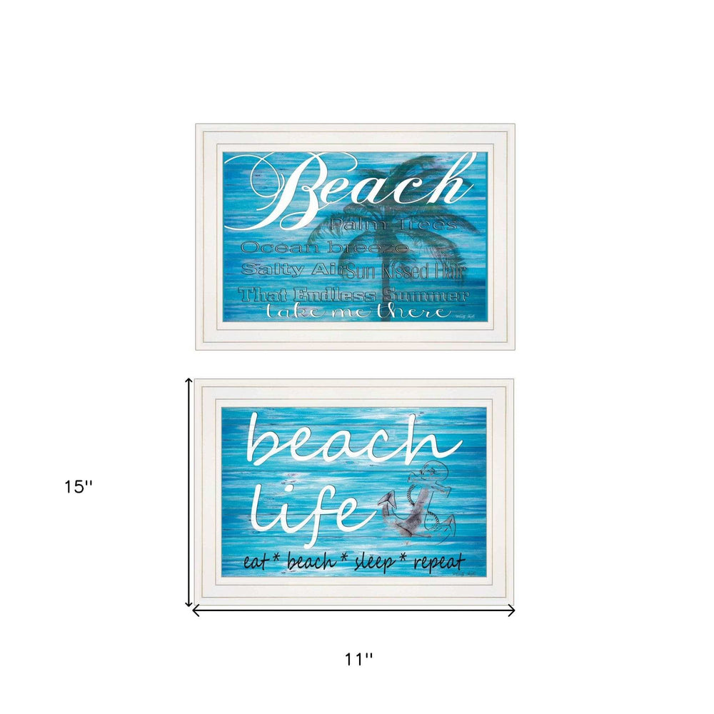 Set Of Two Beach Life 1 White Framed Print Wall Art - Homeroots - Flyclothing LLC