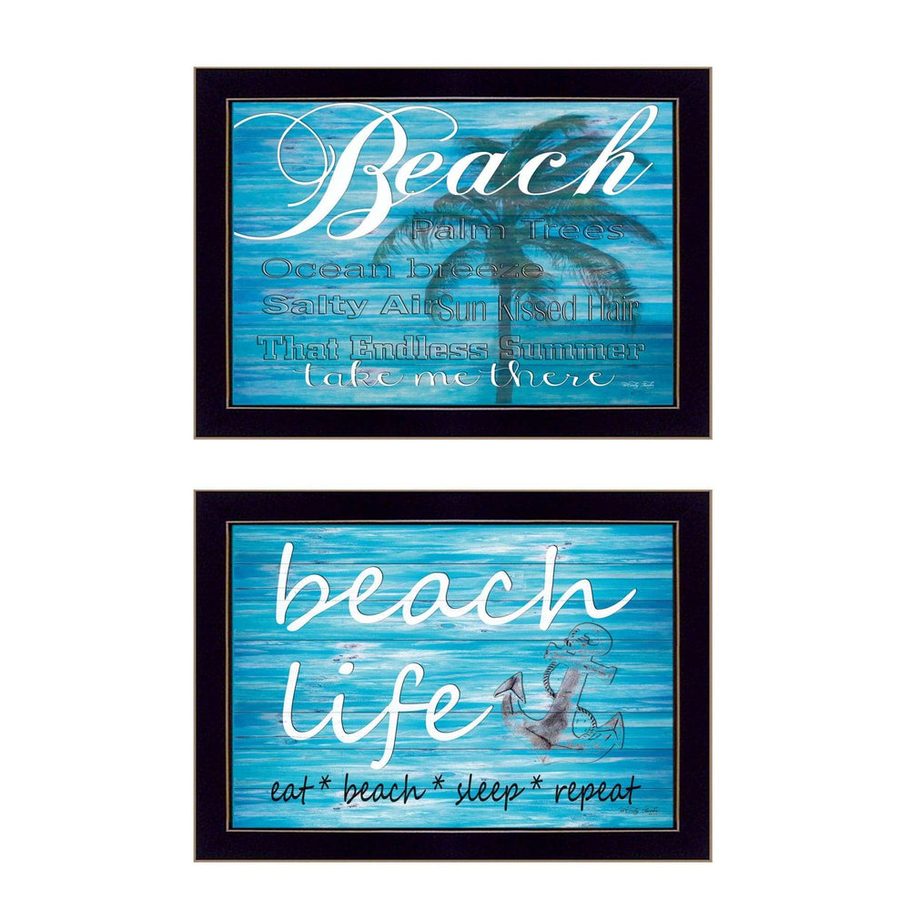 Set Of Two Beach Life 2 Black Framed Print Wall Art - Homeroots - Flyclothing LLC