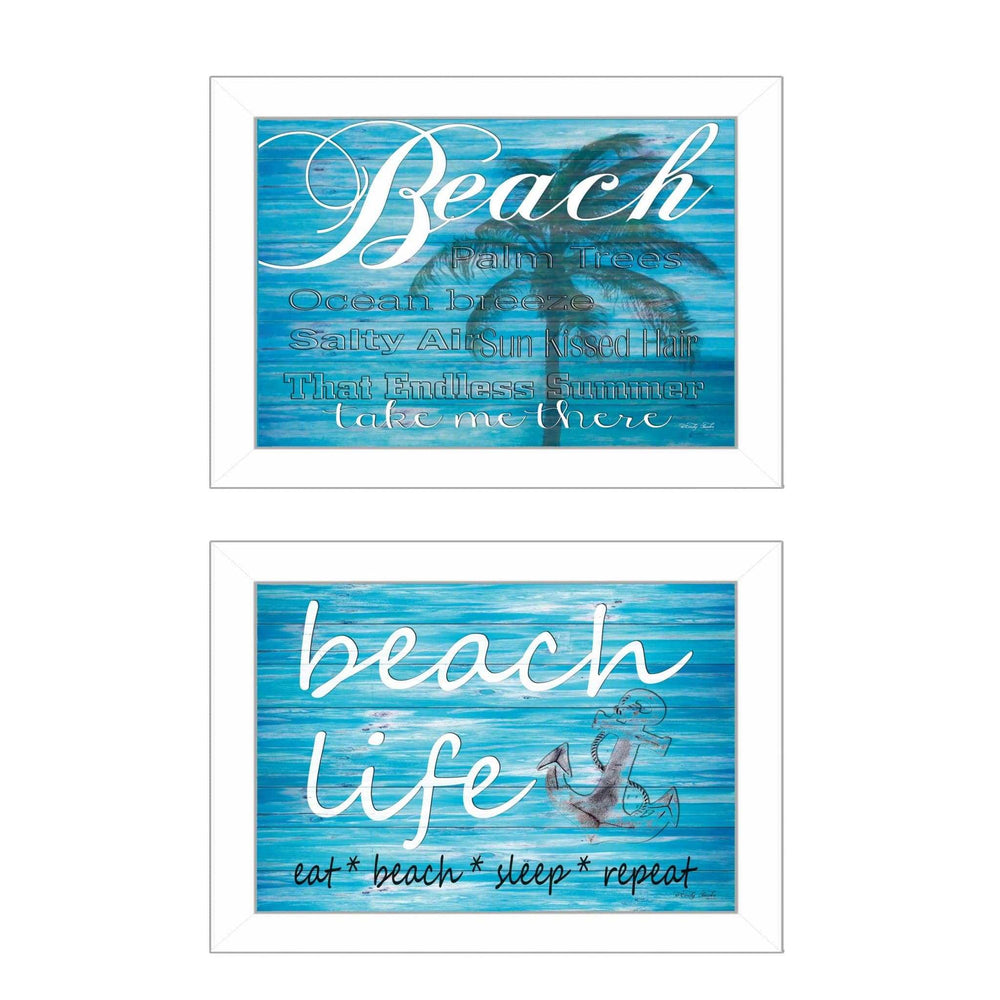 Set Of Two Beach Life 3 White Framed Print Wall Art - Homeroots - Flyclothing LLC