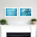 Set Of Two Beach Life 3 White Framed Print Wall Art - Homeroots - Flyclothing LLC