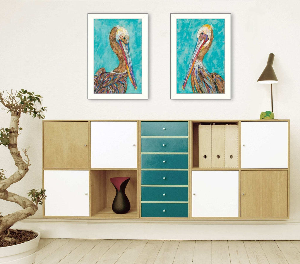 Set Of Two Pelicans White Framed Print Wall Art - Homeroots - Flyclothing LLC