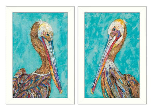 Set Of Two Pelicans White Framed Print Wall Art - Homeroots - Flyclothing LLC