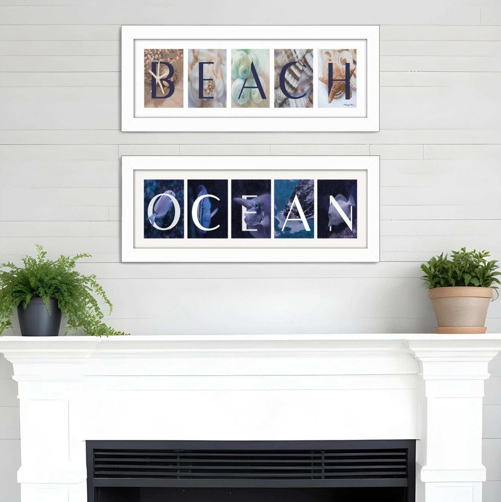 Set Of Two Ocean or Beach White Framed Print Wall Art - Homeroots - Flyclothing LLC