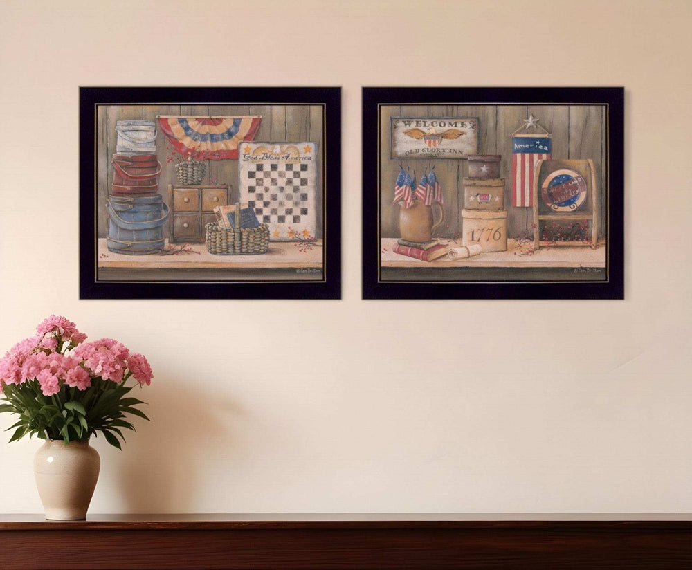 Set Of Two Sweet Land of Liberty 1 Black Framed Print Wall Art - Homeroots - Flyclothing LLC