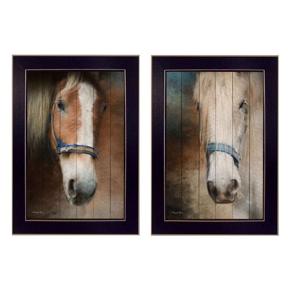 Set Of Two Two Horses Black Framed Print Wall Art - Homeroots - Flyclothing LLC