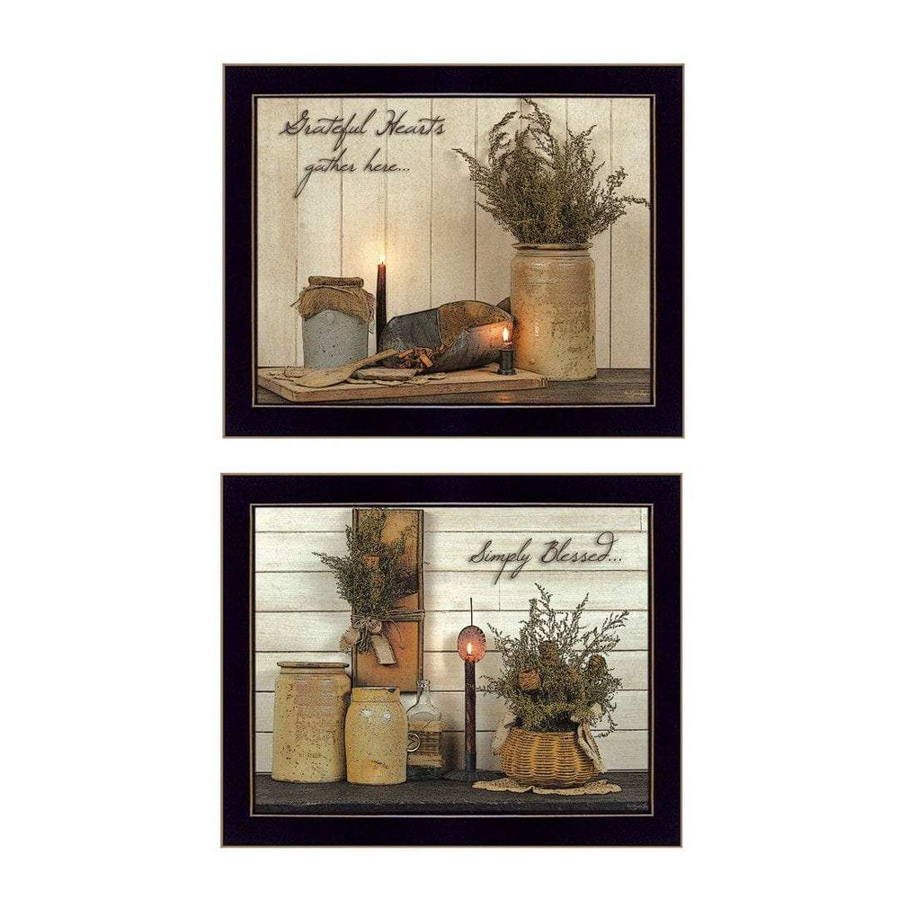 Set Of Two Blessed Gathering Black Framed Print Wall Art - Homeroots - Flyclothing LLC
