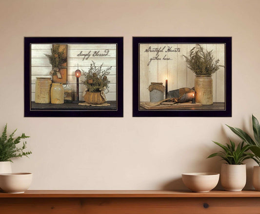 Set Of Two Blessed Gathering Black Framed Print Wall Art - Homeroots - Flyclothing LLC