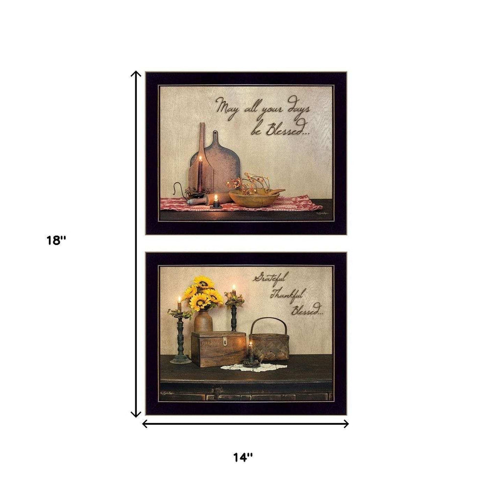 Set Of Two Twice Blessed Black Framed Print Wall Art - Homeroots - Flyclothing LLC