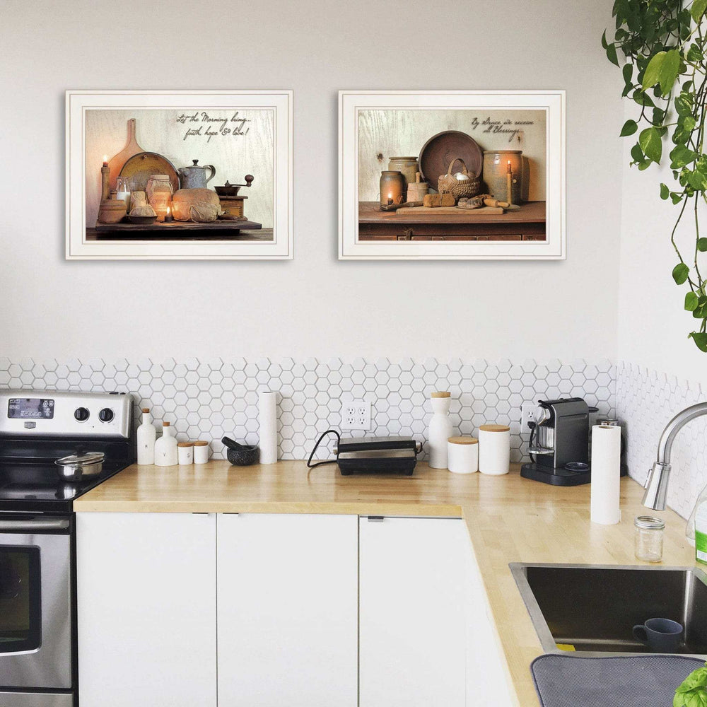 Set Of Two By Grace 4 White Framed Print Kitchen Wall Art - Homeroots - Flyclothing LLC