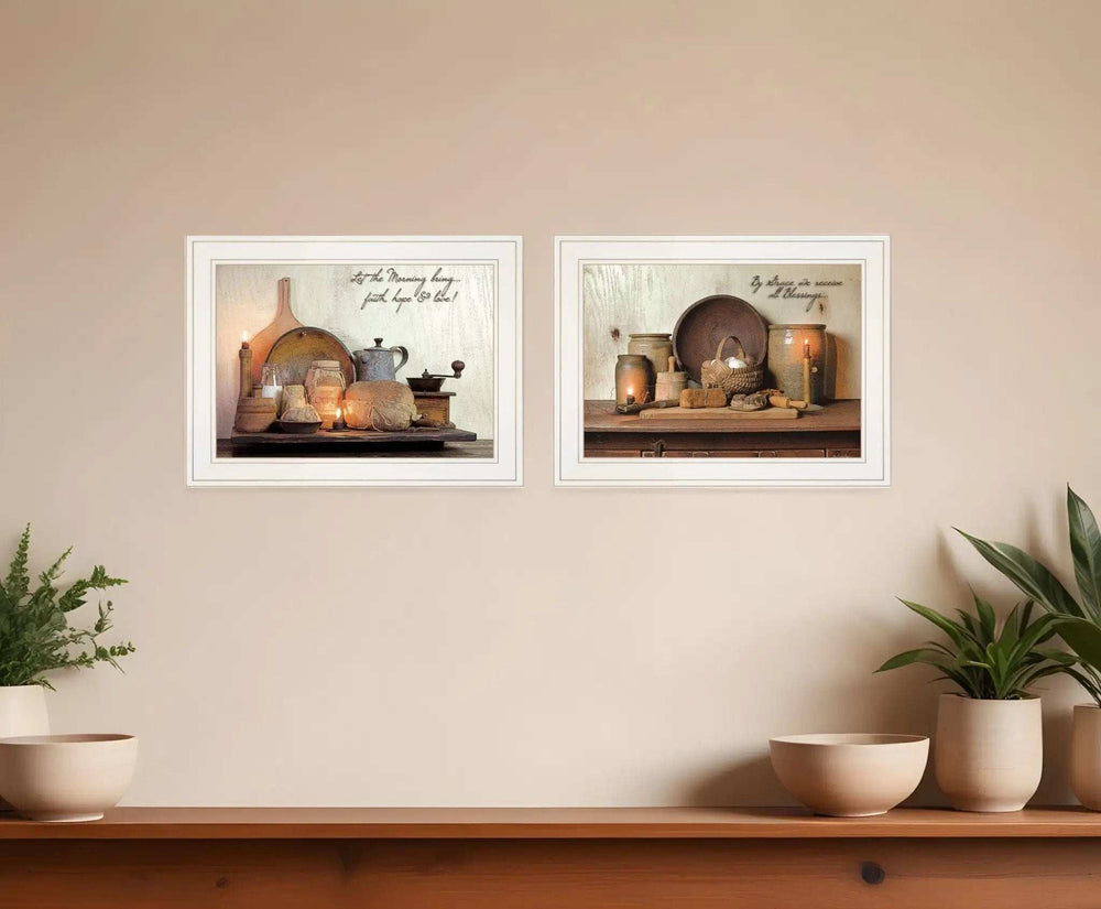 Set Of Two By Grace 4 White Framed Print Kitchen Wall Art - Homeroots - Flyclothing LLC