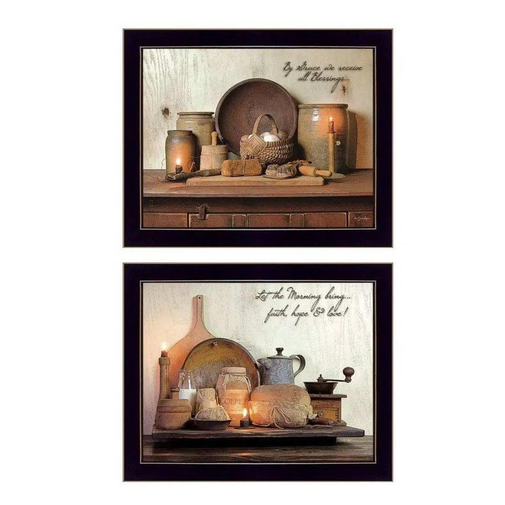 Set Of Two By Grace 1 Black Framed Print Wall Art - Homeroots - Flyclothing LLC