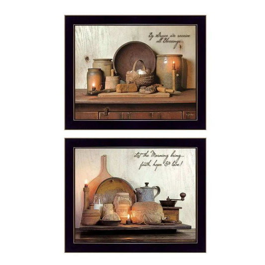 Set Of Two By Grace 1 Black Framed Print Wall Art - Homeroots - Flyclothing LLC
