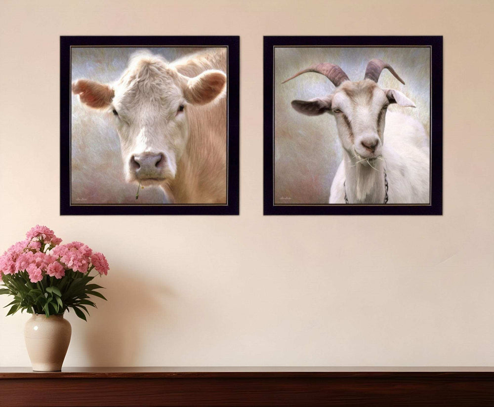 Set Of Two Up Close on the Farm Black Framed Print Wall Art - Homeroots - Flyclothing LLC