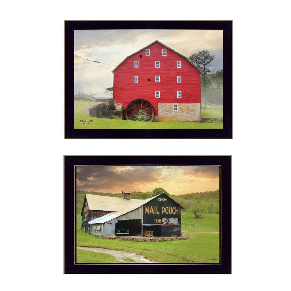 Set Of Two Mail Pouch Red Barn and Mill Black Framed Print Wall Art - Homeroots - Flyclothing LLC