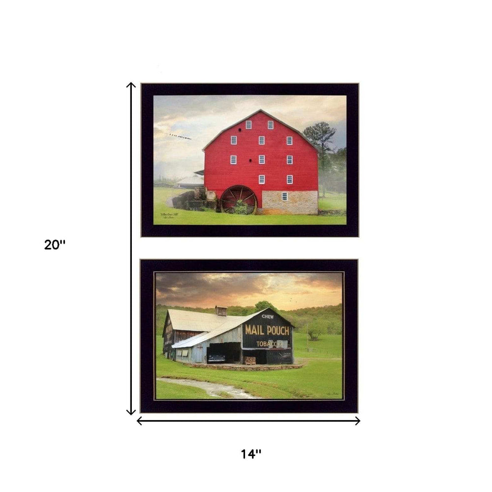 Set Of Two Mail Pouch Red Barn and Mill Black Framed Print Wall Art - Homeroots - Flyclothing LLC