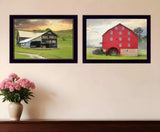 Set Of Two Mail Pouch Red Barn and Mill Black Framed Print Wall Art - Homeroots - Flyclothing LLC