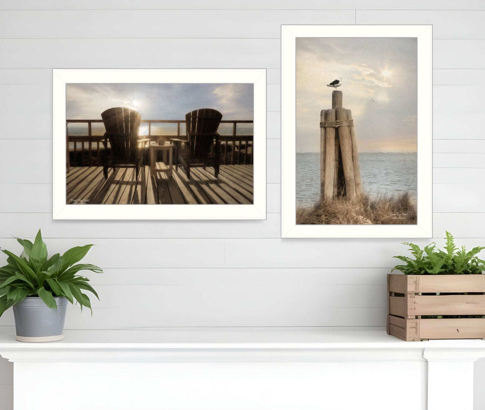 Set Of Two By The Sea 2 White Framed Print Wall Art - Homeroots - Flyclothing LLC