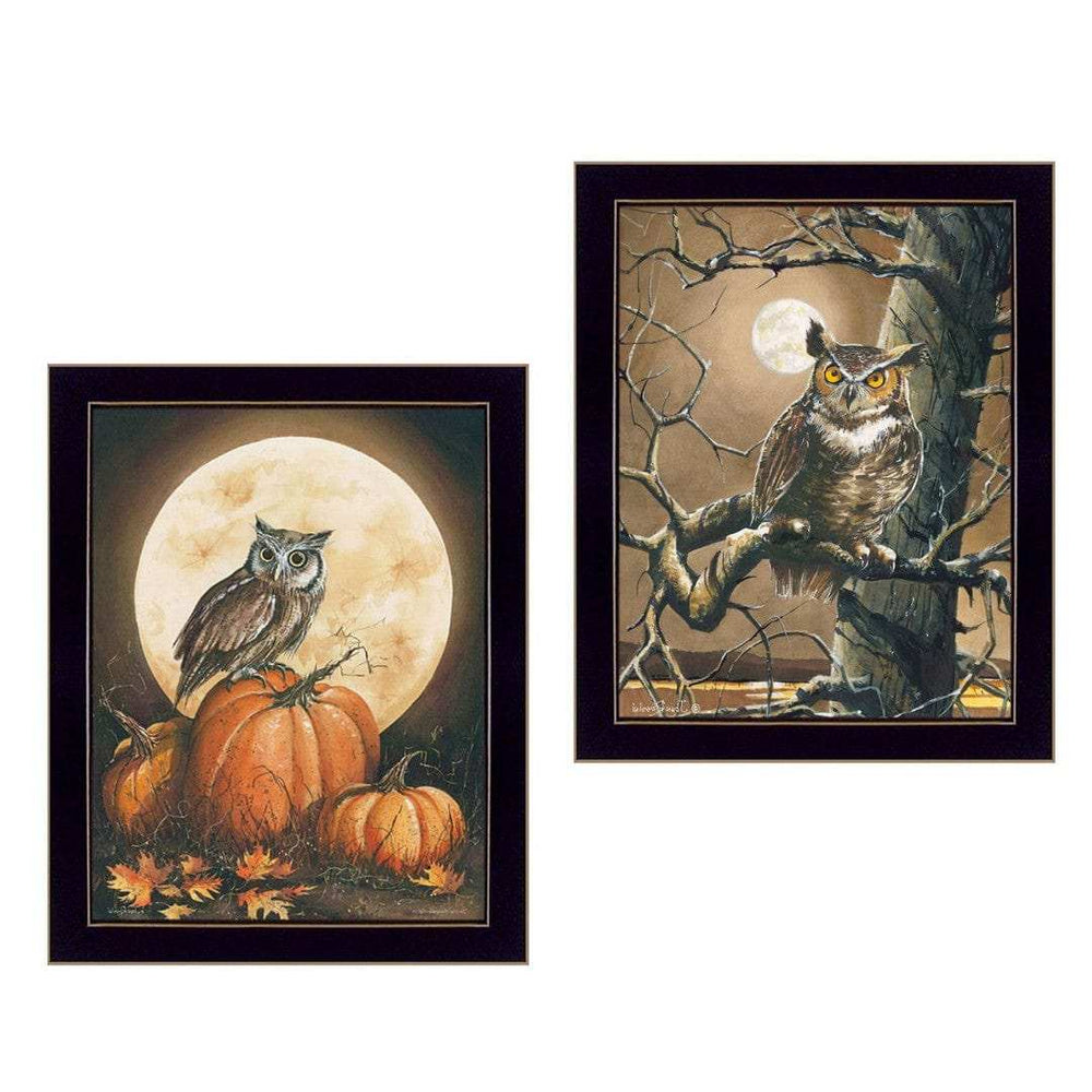 Set Of Two Autumn Owls Black Framed Print Wall Art - Homeroots - Flyclothing LLC