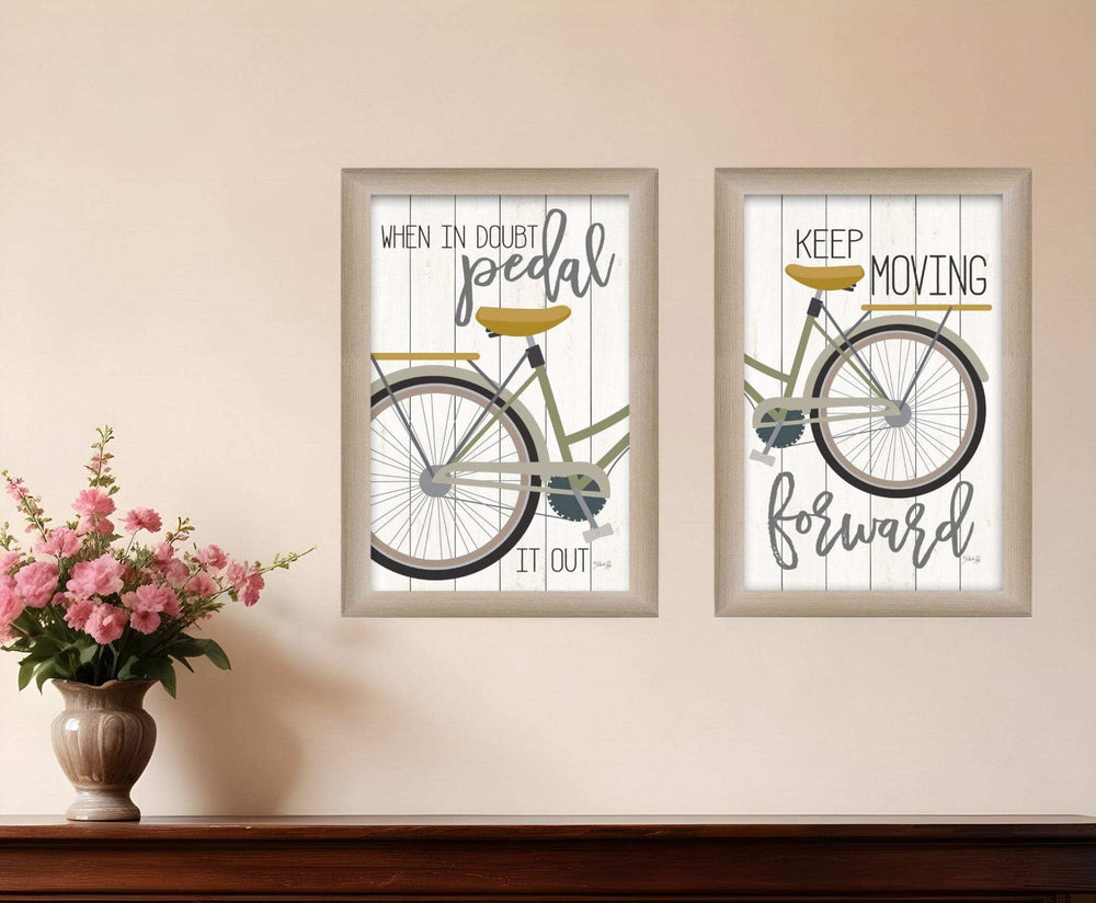 Set Of Two Pedal it Out 1 Brown Framed Print Wall Art - Homeroots - Flyclothing LLC