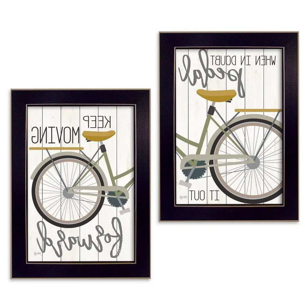 Set Of Two Pedal it Out 2 Black Framed Print Wall Art - Homeroots - Flyclothing LLC