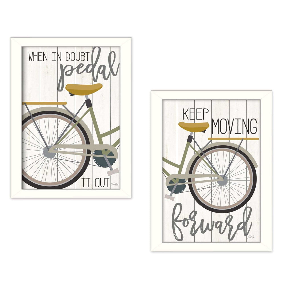 Set Of Two Pedal it Out 3 White Framed Print Wall Art - Homeroots - Flyclothing LLC