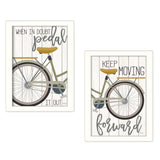 Set Of Two Pedal it Out 3 White Framed Print Wall Art - Homeroots - Flyclothing LLC