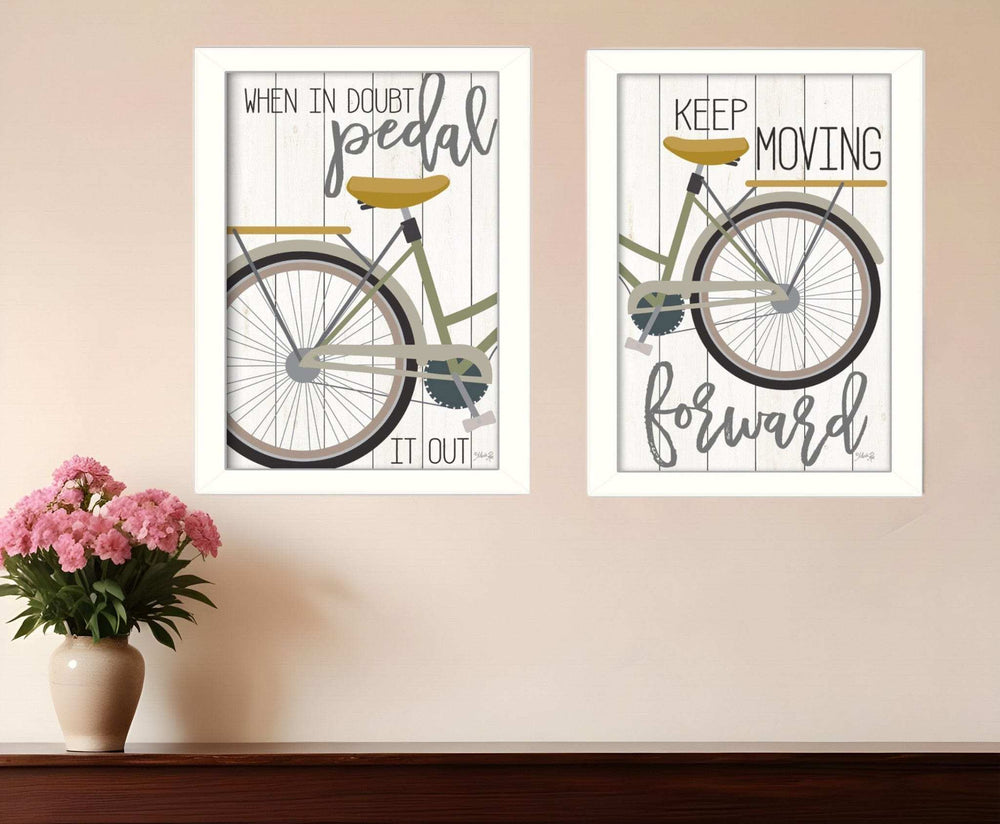 Set Of Two Pedal it Out 3 White Framed Print Wall Art - Homeroots - Flyclothing LLC