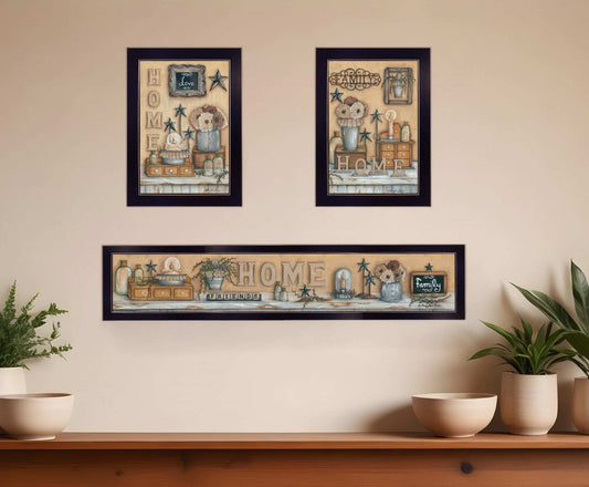 Set Of Three Where Family and Friends Gather 1 Black Framed Print Wall Art - Homeroots - Flyclothing LLC