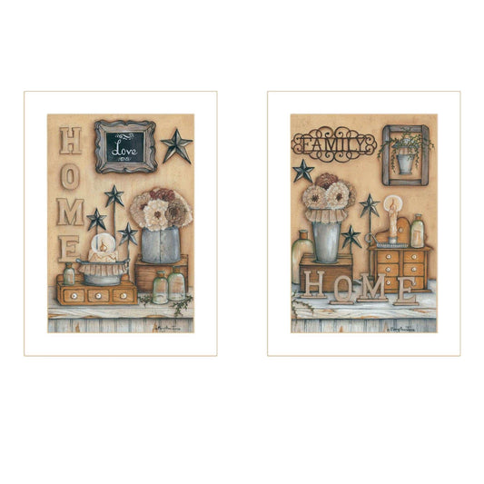 Set Of Two Where Family and Friends Gather II 2 White Framed Print Wall Art - Homeroots - Flyclothing LLC