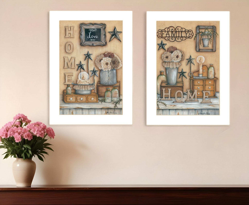 Set Of Two Where Family and Friends Gather II 2 White Framed Print Wall Art - Homeroots - Flyclothing LLC