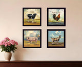 Set Of Four Farm Animals 1 Black Framed Print Wall Art - Homeroots - Flyclothing LLC
