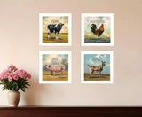 Set Of Four Farm Animals 2 White Framed Print Wall Art - Homeroots - Flyclothing LLC