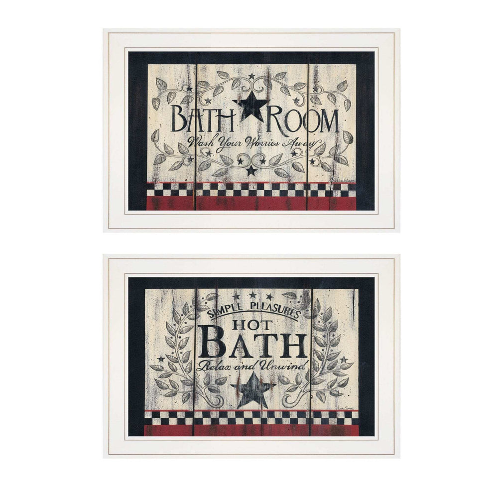 Set Of Two Hot Bath 6 White Framed Print Bathroom Wall Art - Homeroots - Flyclothing LLC
