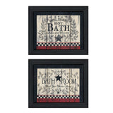 Set Of Two Hot Bath 7 Black Framed Print Bathroom Wall Art - Homeroots - Flyclothing LLC