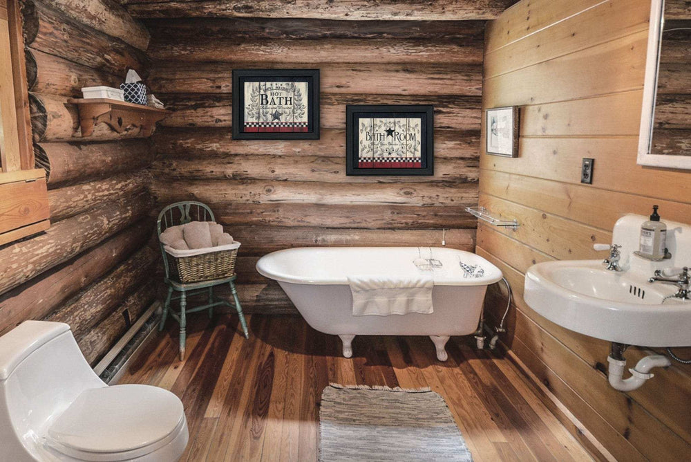 Set Of Two Hot Bath 7 Black Framed Print Bathroom Wall Art - Homeroots - Flyclothing LLC