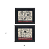 Set Of Two Hot Bath 7 Black Framed Print Bathroom Wall Art - Homeroots - Flyclothing LLC