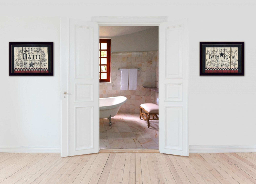 Set Of Two Hot Bath 9 Black Framed Print Bathroom Wall Art - Homeroots - Flyclothing LLC