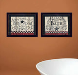 Set Of Two Hot Bath 9 Black Framed Print Bathroom Wall Art - Homeroots - Flyclothing LLC