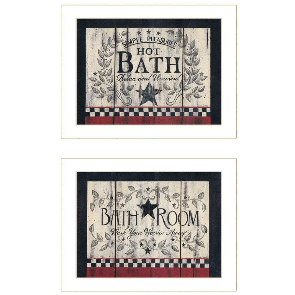 Set Of Two Hot Bath 10 White Framed Print Bathroom Wall Art - Homeroots - Flyclothing LLC