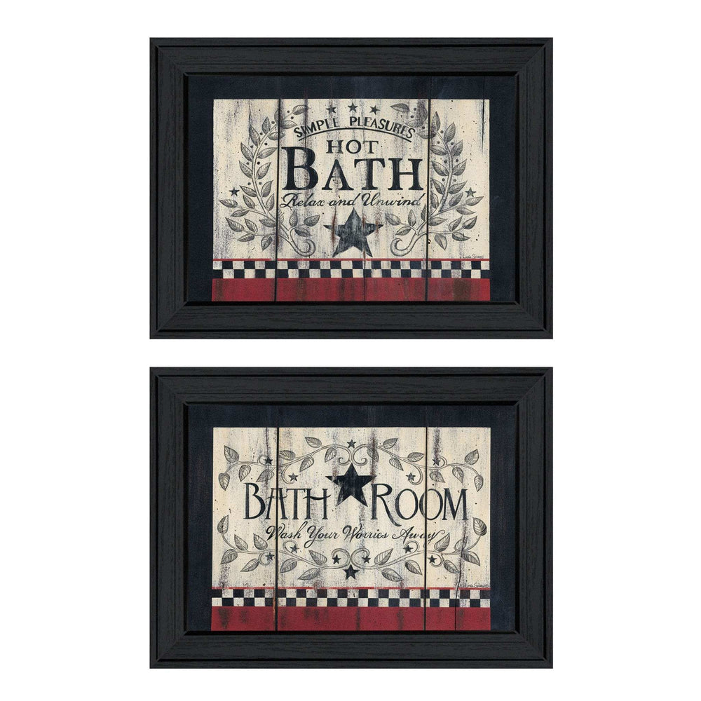 Set Of Two Hot Bath 1 Black Framed Print Bathroom Wall Art - Homeroots - Flyclothing LLC