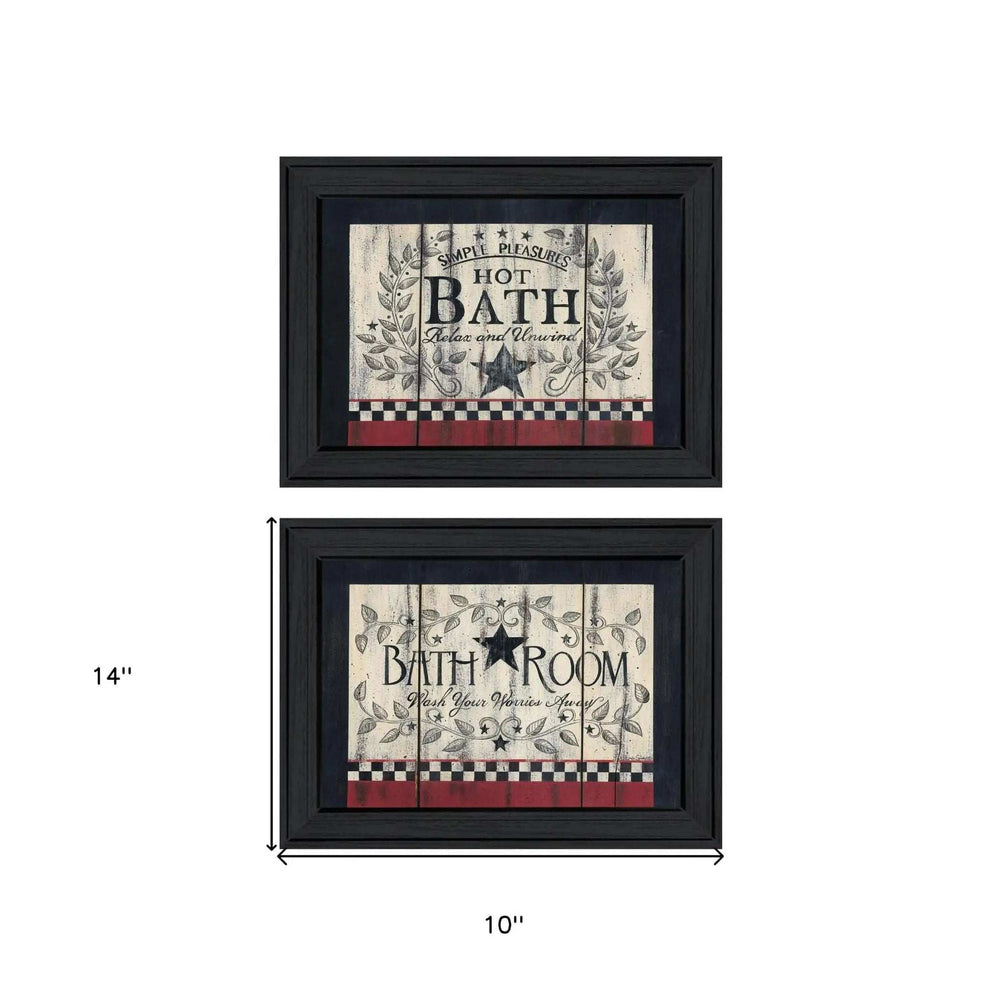 Set Of Two Hot Bath 1 Black Framed Print Bathroom Wall Art - Homeroots - Flyclothing LLC