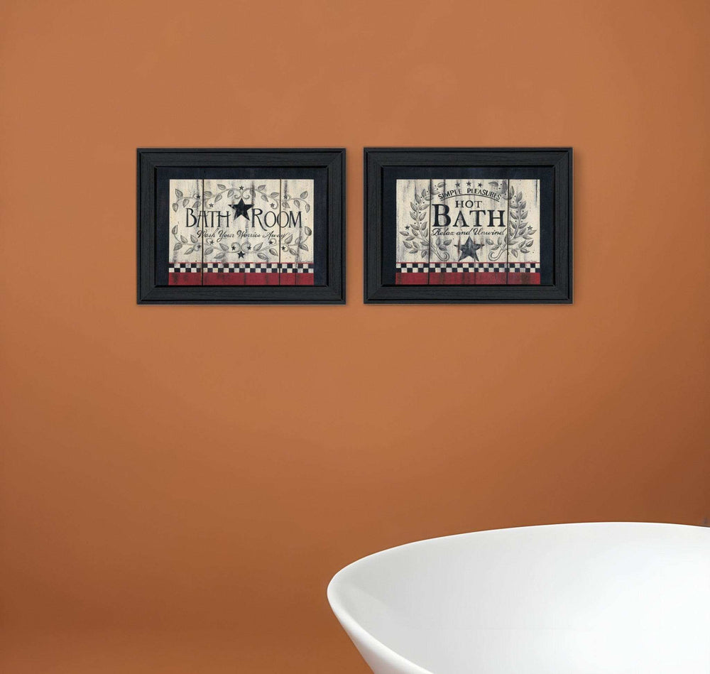 Set Of Two Hot Bath 1 Black Framed Print Bathroom Wall Art - Homeroots - Flyclothing LLC