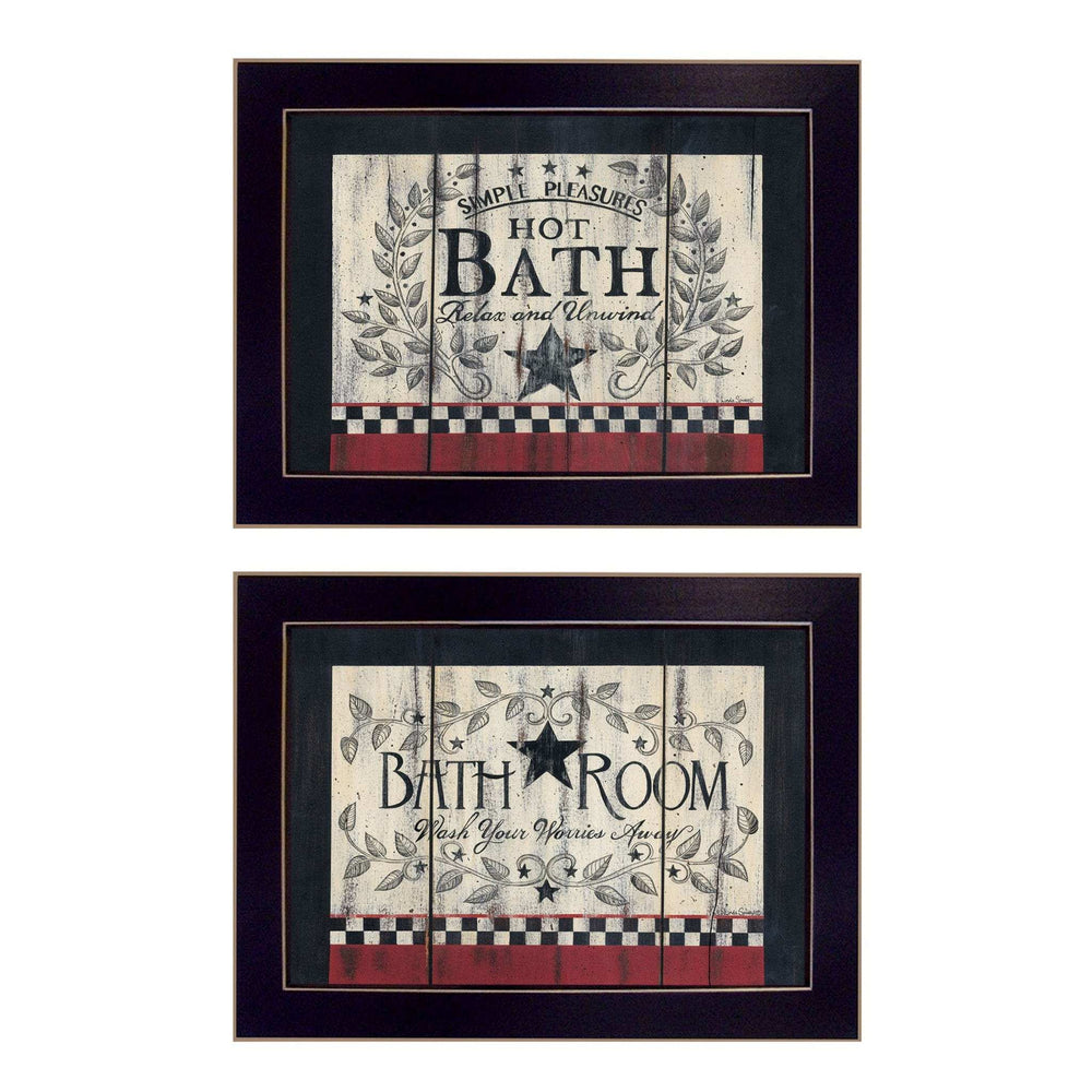 Set Of Two Hot Bath 2 Black Framed Print Bathroom Wall Art - Homeroots - Flyclothing LLC