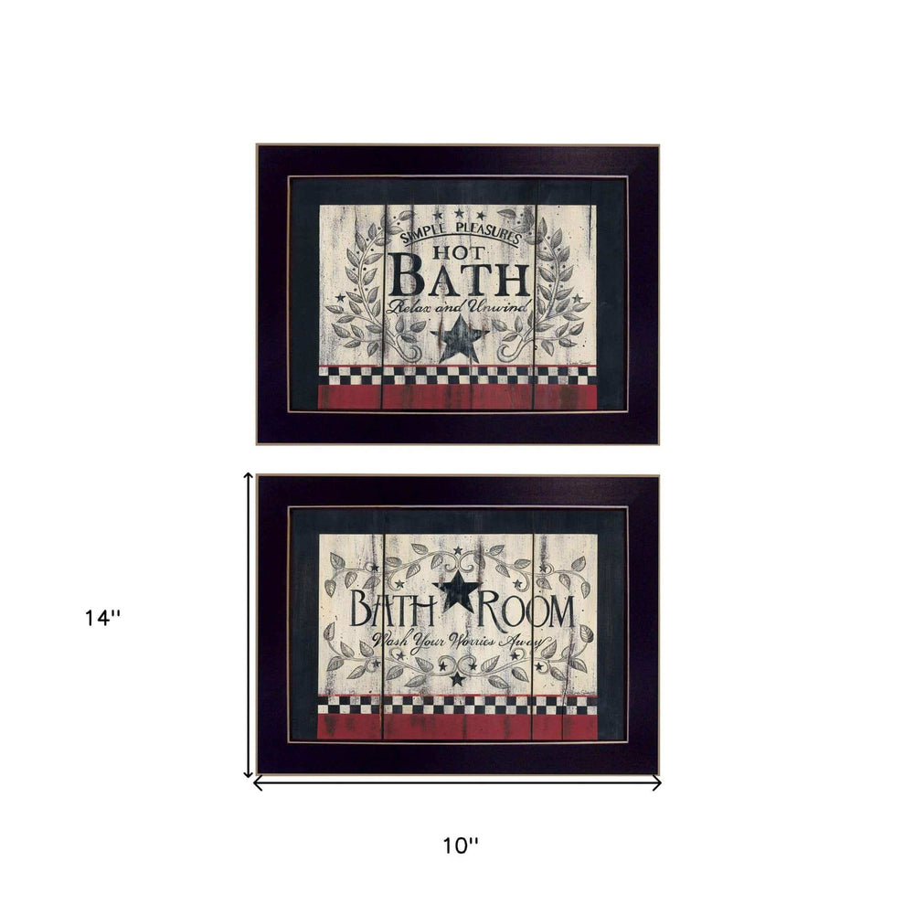 Set Of Two Hot Bath 2 Black Framed Print Bathroom Wall Art - Homeroots - Flyclothing LLC