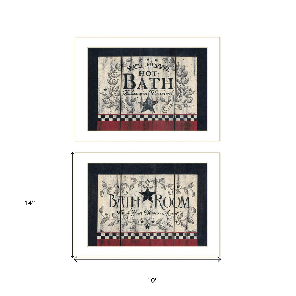 Set Of Two Hot Bath 3 White Framed Print Bathroom Wall Art - Homeroots - Flyclothing LLC