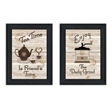 Set Of Two Enjoy Tea Time 1 Black Framed Print Kitchen Wall Art - Homeroots - Flyclothing LLC