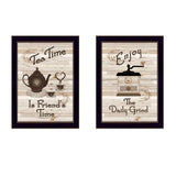 Set Of Two Enjoy Tea Time 2 Black Framed Print Kitchen Wall Art - Homeroots - Flyclothing LLC